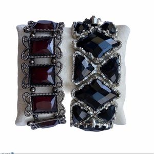 Vintage Ruby And Black Stretch Bracelets
